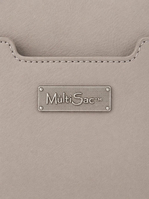 MultiSac Taupe Tri-Compartment Tote Shoulder Handbag NWOT - Sable & Red