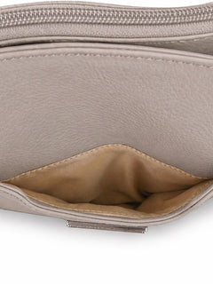 MultiSac Taupe Tri-Compartment Tote Shoulder Handbag NWOT - Sable & Red