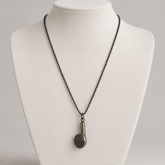 Music Earbud Pendant Necklace 20” Antiqued Finish - Soundwave - Sable & Red