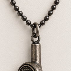 Music Earbud Pendant Necklace 20” Antiqued Finish - Soundwave - Sable & Red