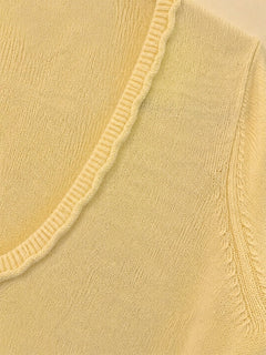 New York & Company Yellow V-Neck Sweater Acrylic Knit Top - Sable & Red