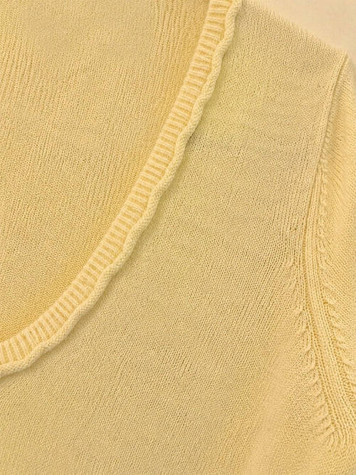 New York & Company Yellow V-Neck Sweater Acrylic Knit Top - Sable & Red