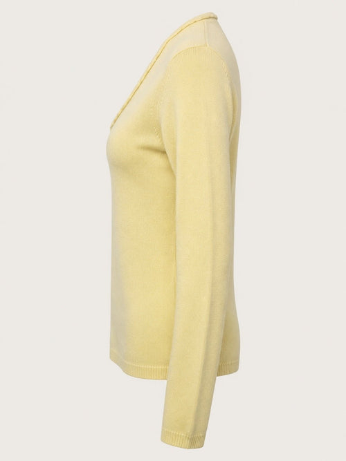 New York & Company Yellow V-Neck Sweater Acrylic Knit Top - Sable & Red