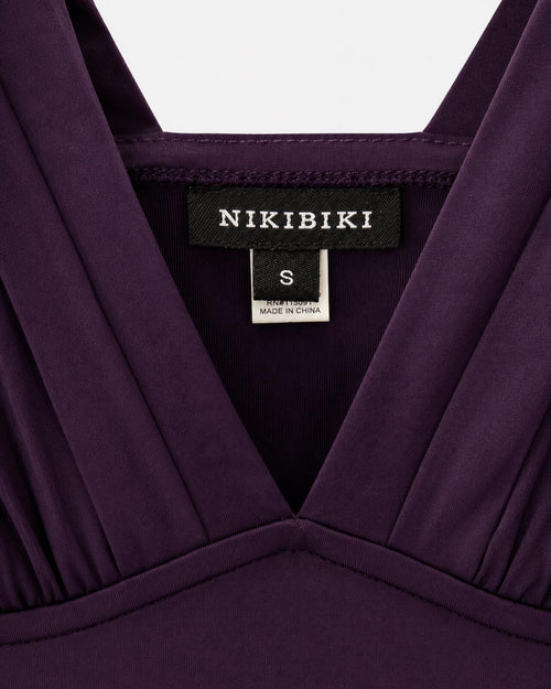 NIKIBIKI Purple Beaded Ruched Bodycon Mini Dress Size Small - Sable & Red