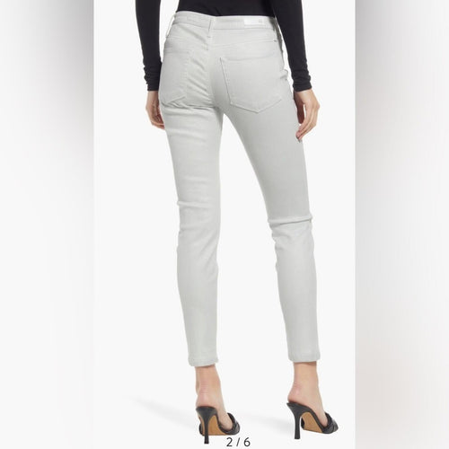 NORDSTROM AG Farrah Skinny Ankle Jeans Luminous Fade to Grey SZ 24 High-Rise NWT - Sable & Red