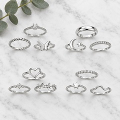 Random Silver Rings Mystery Boho Minimalist Jewelry • 3, 5, or 10 set - Sable & Red