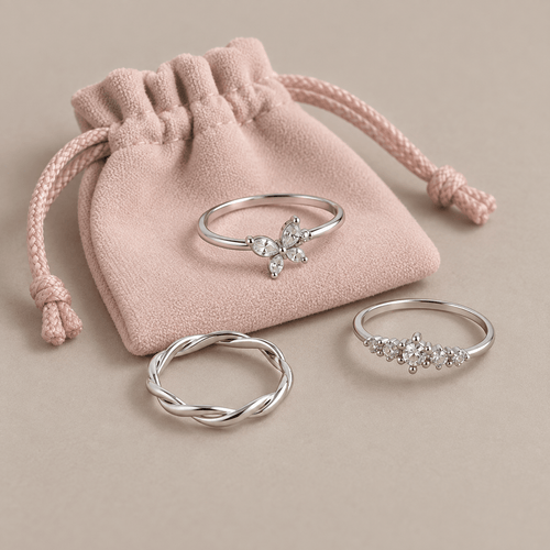 Random Silver Rings Mystery Boho Minimalist Jewelry • 3, 5, or 10 set - Sable & Red