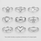 Random Silver Rings Mystery Boho Minimalist Jewelry • 3, 5, or 10 set - Sable & Red