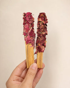 Rose & Peony Dipped Palo Santo Aromatic Sticks 2-Pack - Sable & Red