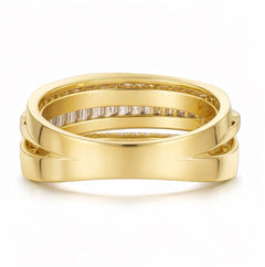 Sable & Red Gold Stacked Crossover Couture Crisscross Ring - Sable & Red