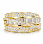 Sable & Red Gold Stacked Crossover Couture Crisscross Ring - Sable & Red