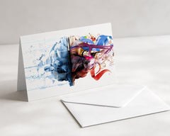 Sable & Red Left Brain Right Brain 5x7 Art Greeting Card - Sable & Red