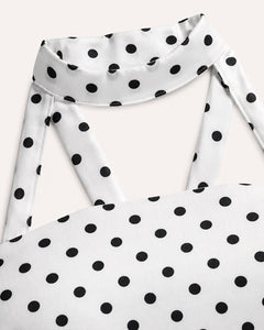 Sable & Red Polka Dot Backless Bow Midi Dress - Sable & Red