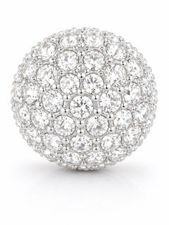 Silver Crystal Pave Stud Dome Earrings Rhinestone Round 0.56” - Sable & Red