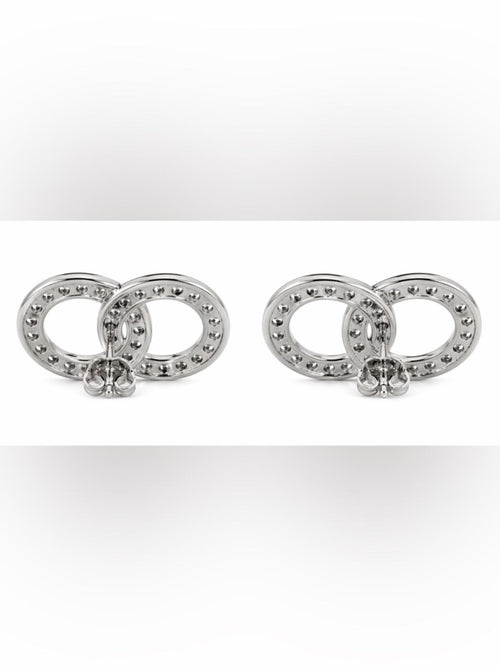 Silver Interlocking Circle Zirconia Stud Earrings - Sable & Red