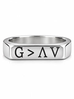 Silver Tone Engraved Band Ring Size 6 • God is Greater Than the Highs and Lows - Sable & Red
