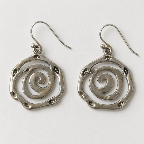 Silver-Tone Spiral Dangle Earrings – The Solara - Sable & Red