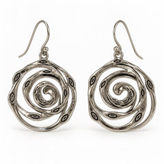 Silver-Tone Spiral Dangle Earrings – The Solara - Sable & Red