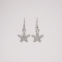 Sterling Silver Crystal Starfish Earrings - Sable & Red