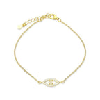 Swarovski Yellow Gold & Sterling Silver Anklet - Crystal Evil Eye Amulet - Sable & Red