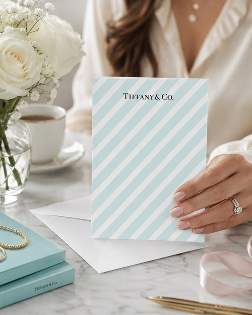 Tiffany & Co. Striped Blank Greeting Card with White Envelope 5x7 - Sable & Red