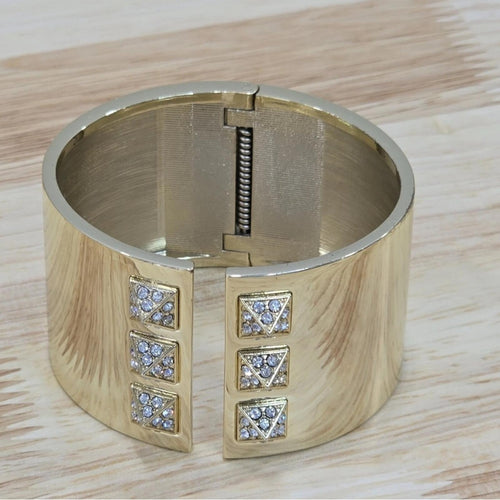 Victoria’s Secret Scandalous Hinge Gold Tone Cubic Zirconia Cuff Bangle Bracelet - Sable & Red