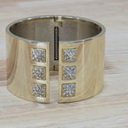 Victoria’s Secret Scandalous Hinge Gold Tone Cubic Zirconia Cuff Bangle Bracelet - Sable & Red
