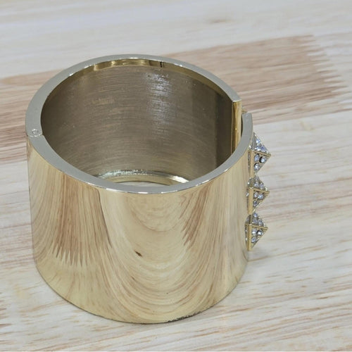 Victoria’s Secret Scandalous Hinge Gold Tone Cubic Zirconia Cuff Bangle Bracelet - Sable & Red