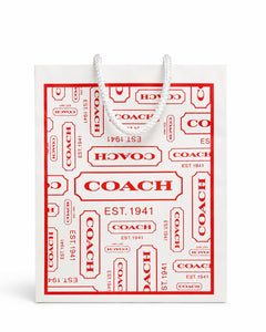 Vintage Coach White & Red Logo Paper Shopping Gift Bag EST. 1941 - Sable & Red