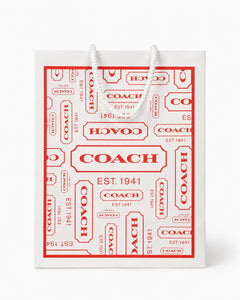 Vintage Coach White & Red Logo Paper Shopping Gift Bag EST. 1941 - Sable & Red