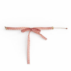 VTG Pink Lace Bow Choker Necklace - Vintage - Sable & Red