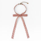 VTG Pink Lace Bow Choker Necklace - Vintage - Sable & Red