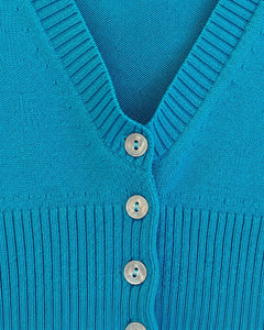 Wet Seal Turquoise Cropped V-Neck Cardigan - Sable & Red