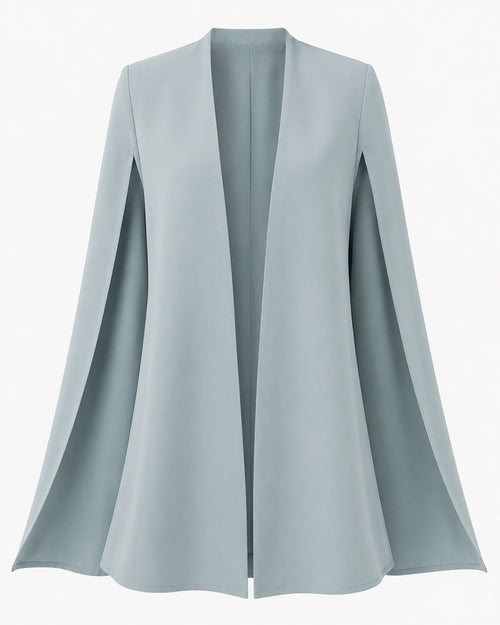 Women’s Aqua Cape Blazer Size Small/4 Open Front Elegant Jacket - Sable & Red