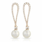 x Borrowed & Blue Teardrop Crystal CZ Pave Metal Pearl Drop Earrings - Sable & Red