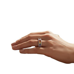 Yellow Gold and Multicolor Gemstone Ring - Sable & Red