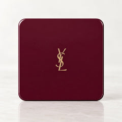 YSL Logo Coasters in Deep Burgundy and Gold - Set of 4 Glossy Coasters - Sable & Red