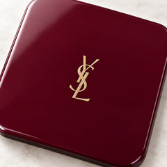 YSL Logo Coasters in Deep Burgundy and Gold - Set of 4 Glossy Coasters - Sable & Red