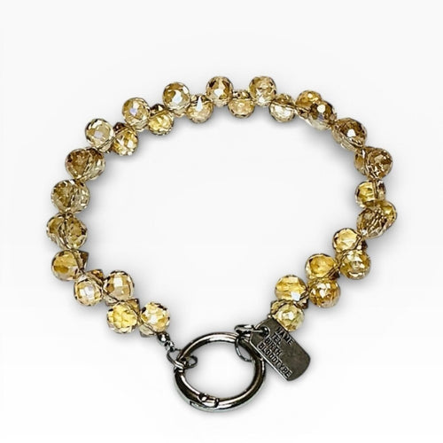 Beaded Cell Phone Charm Lanyard Wrist Strap Bracelet Gold