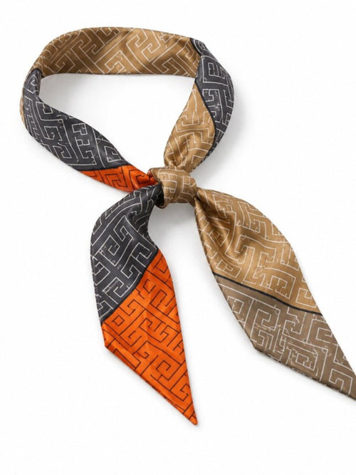 Luxury Geometric Skinny Silk Scarf Hair Neck Bag Accessory