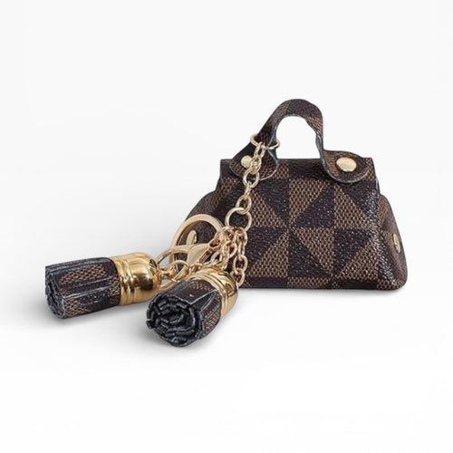 DESIGNER Brown and Gold Monogram Bag Charm