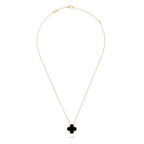 Black Onyx and Gold Clover Necklace