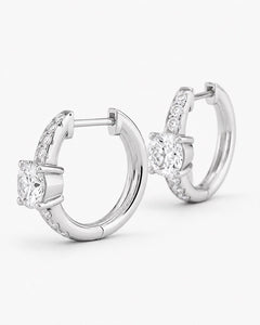 1.50 cttw Diamond Huggie Hoop Earrings, 925 Sterling Silver - Sable & Red