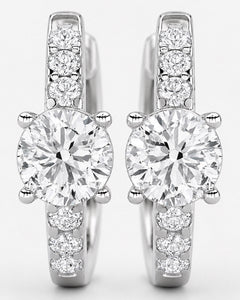 1.50 cttw Diamond Huggie Hoop Earrings, 925 Sterling Silver - Sable & Red