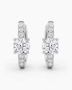 1.50 cttw Diamond Huggie Hoop Earrings, 925 Sterling Silver - Sable & Red