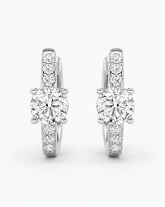 1.50 cttw Diamond Huggie Hoop Earrings, 925 Sterling Silver - Sable & Red