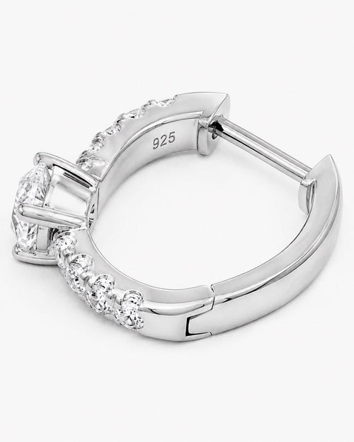 1.50 cttw Diamond Huggie Hoop Earrings, 925 Sterling Silver - Sable & Red