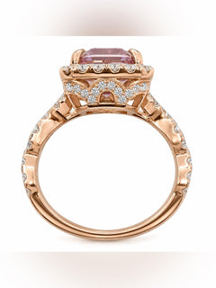 1.6 ct. t.w. Morganite & 1/5 ct. t.w. Cubic Zirconia Halo Ring in 14k Rose Gold - Sable & Red