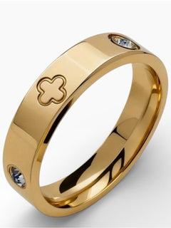 18k Gold Plate and 1/4cttw Cubic Zirconia Clover Band Ring - Sable & Red