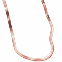 18k Rose Gold Herringbone Chain Necklace | Sleek Flat Snake Chain | Stackable - Sable & Red